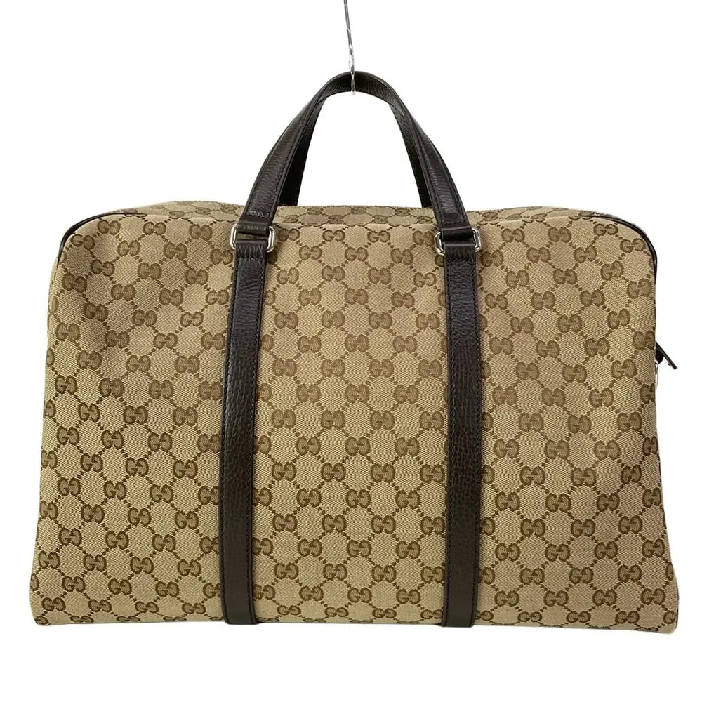 Gucci GG Boston Bag 449167 Beige Dark Brown Jacquard Leather